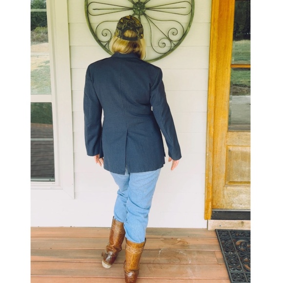 Vintage 1969 Mid Century Military Dark Blue Utility Coat • Silver Buttons - S/M - Picture 6 of 10